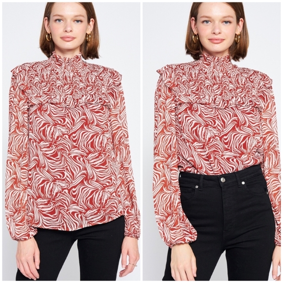 Jaquie The Label Chic Swirly Print Long Sleeves Top - Picture 8 of 8
